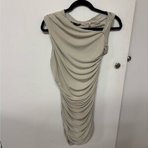 Zara Asymmetrical Cream Draped Dress